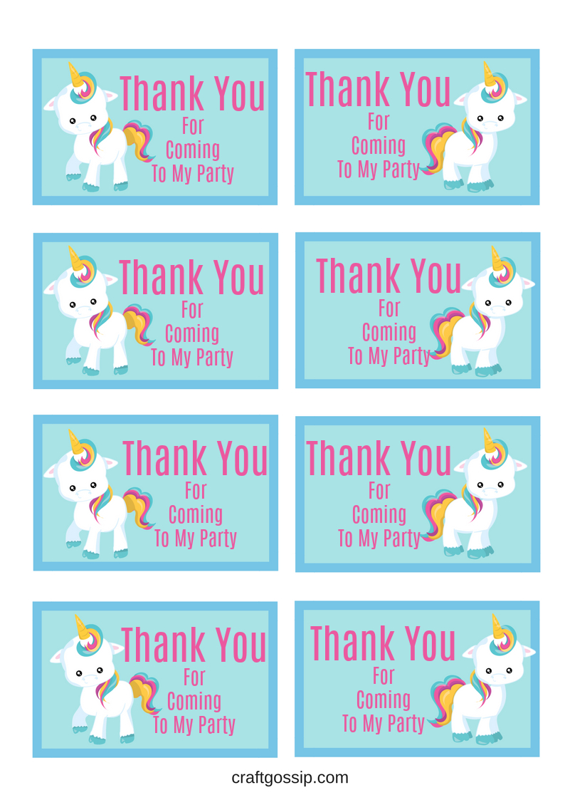 Free Printable Unicorn Party Gift Tag | Birthday Ideas - Free Printable Thank You Tags For Birthdays