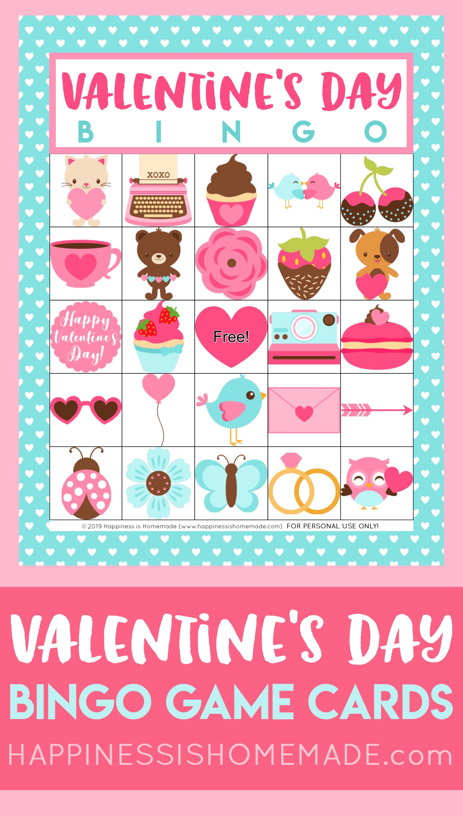 Free Printable Valentine Bingo - Happiness Is Homemade - Free Printable Valentines Bingo