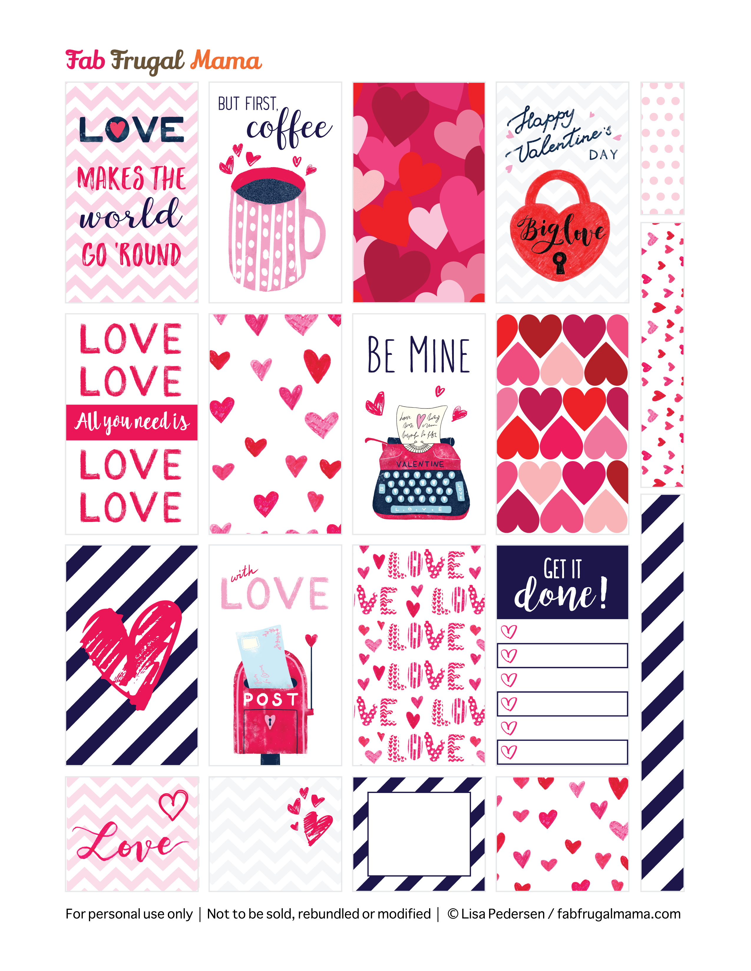 Free Printable Valentine&amp;#039;s Planner Stickers From Fabfrugalmama - Free Printable Heart Designs