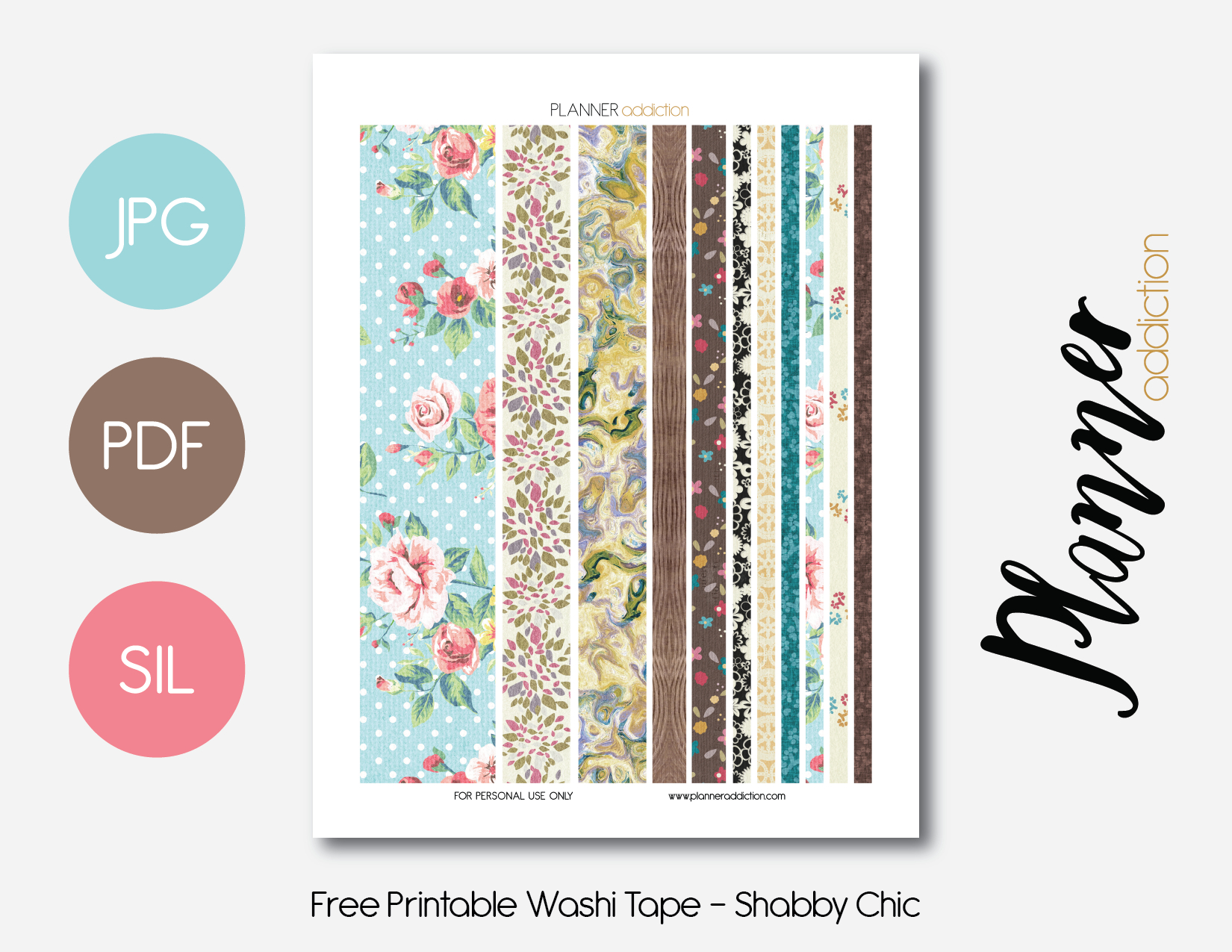 Free Printable Washi Tape Purple Blue Floral Planner Washi Free