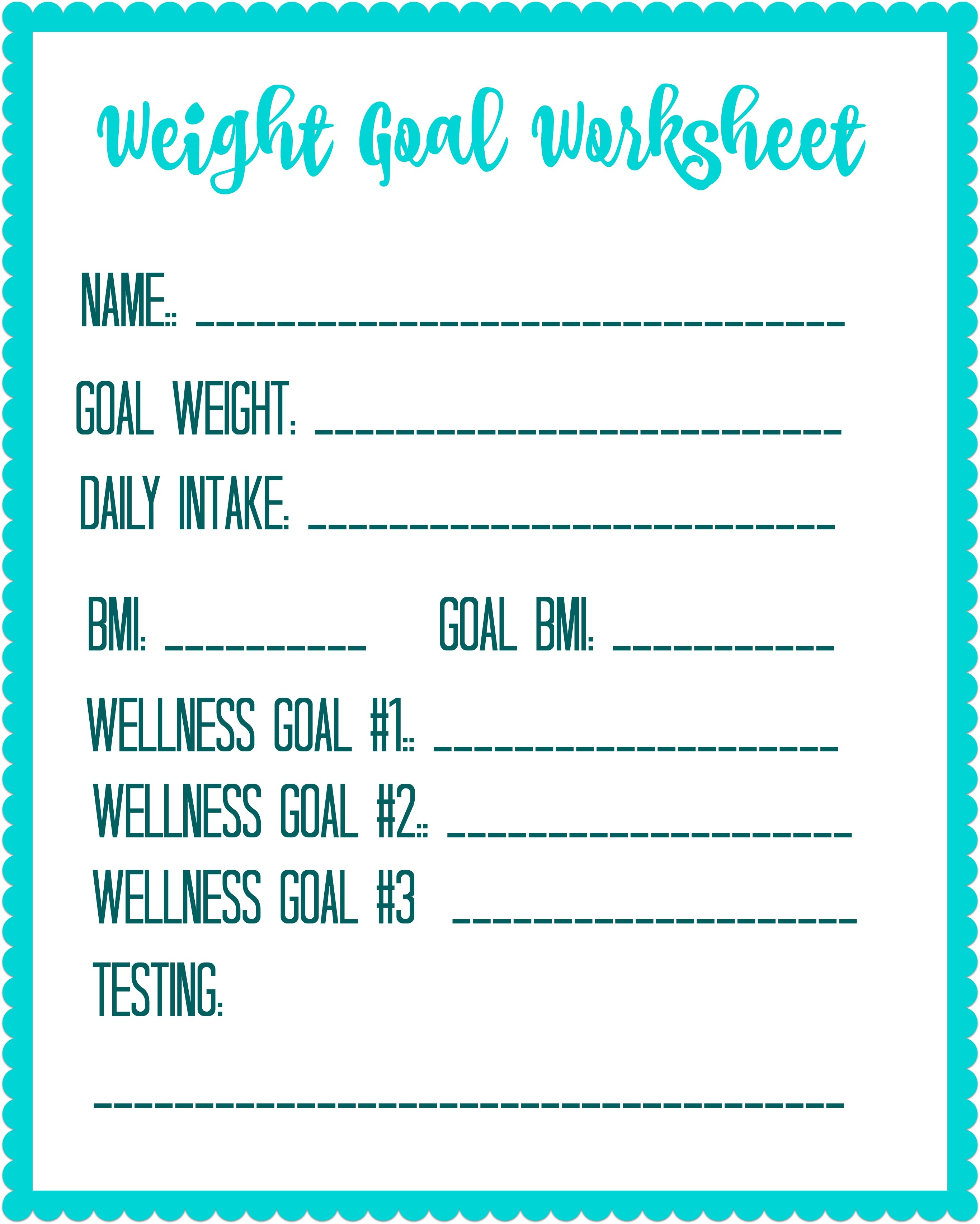 Free Printable Weight Loss Goal Worksheet - Debt Free Spending - Free Printable Calorie Counter Sheet