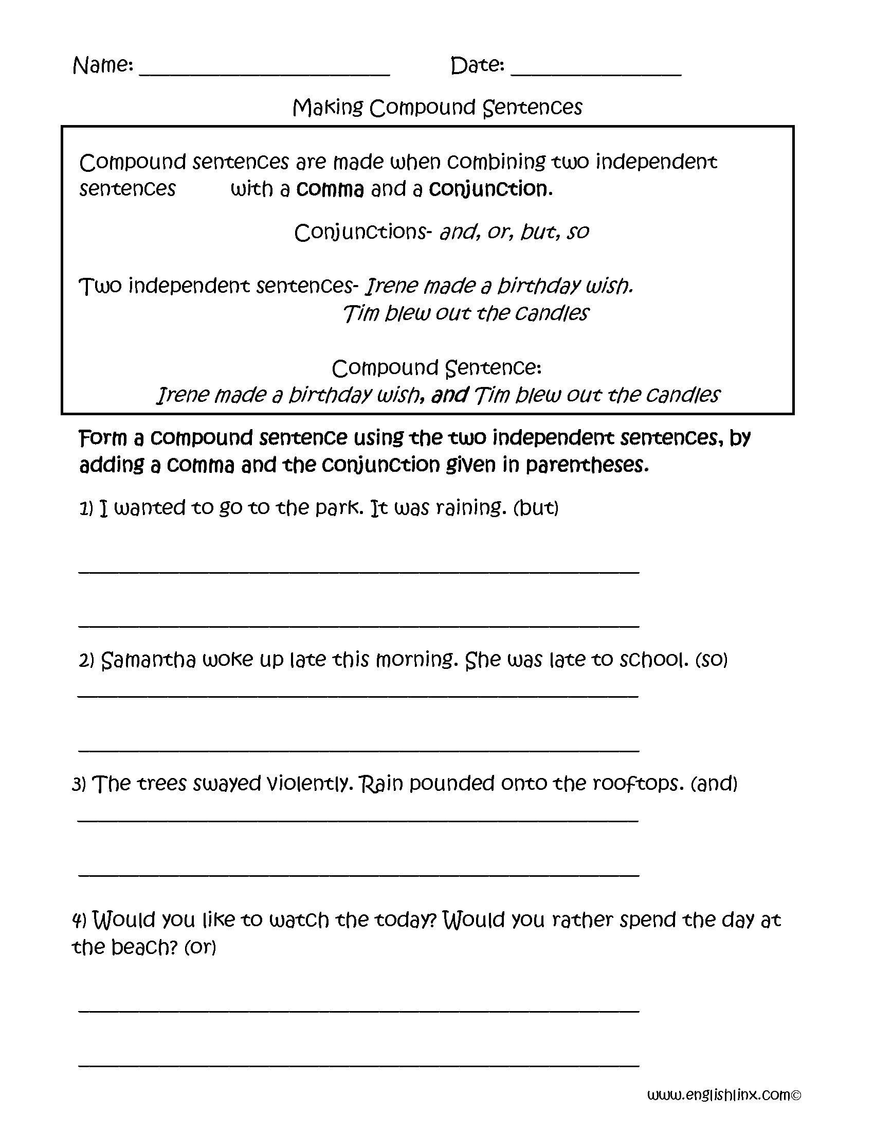 Free Printable Worksheets On Simple Compound And Complex ...