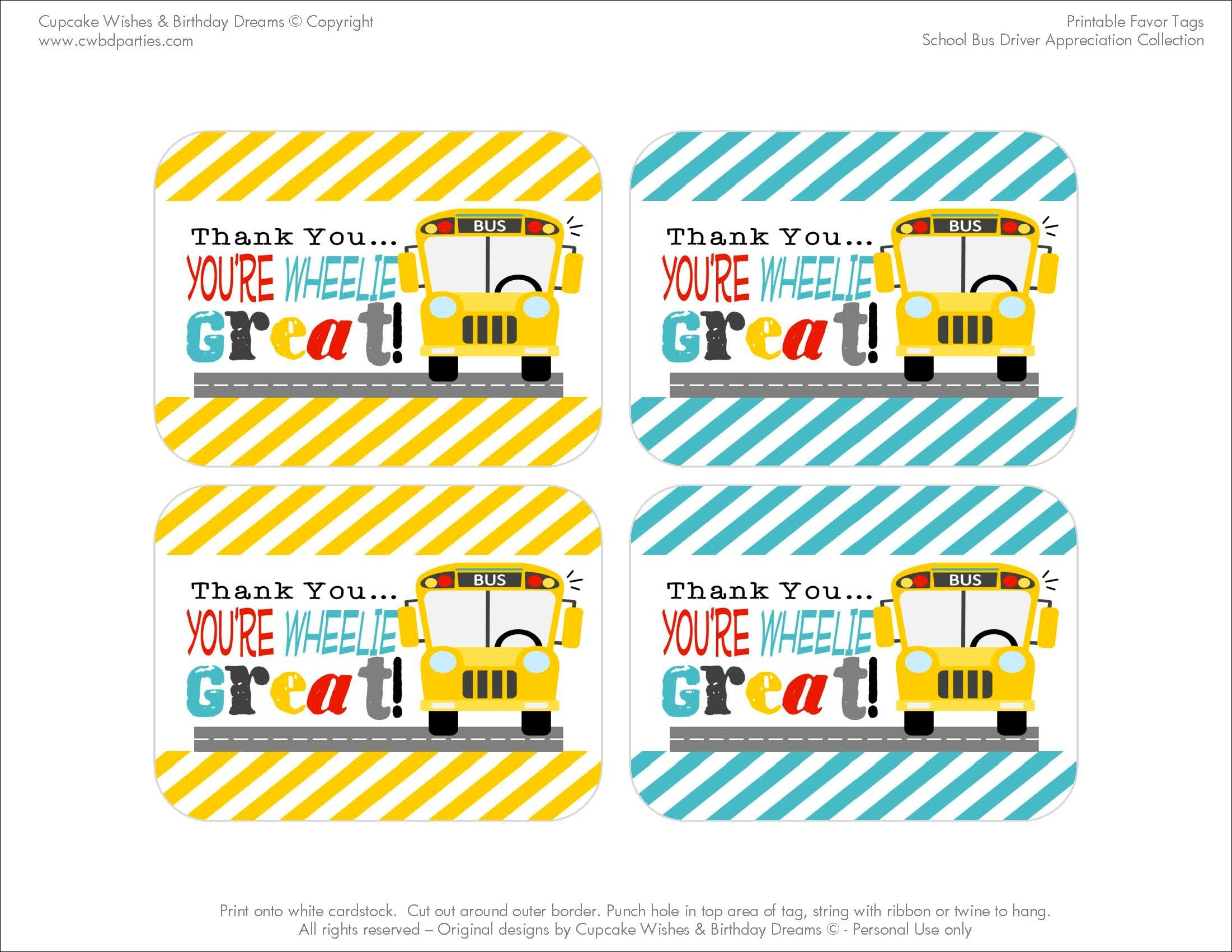 Free Printables: School Bus Driver Appreciation - Free Printable School Bus Template