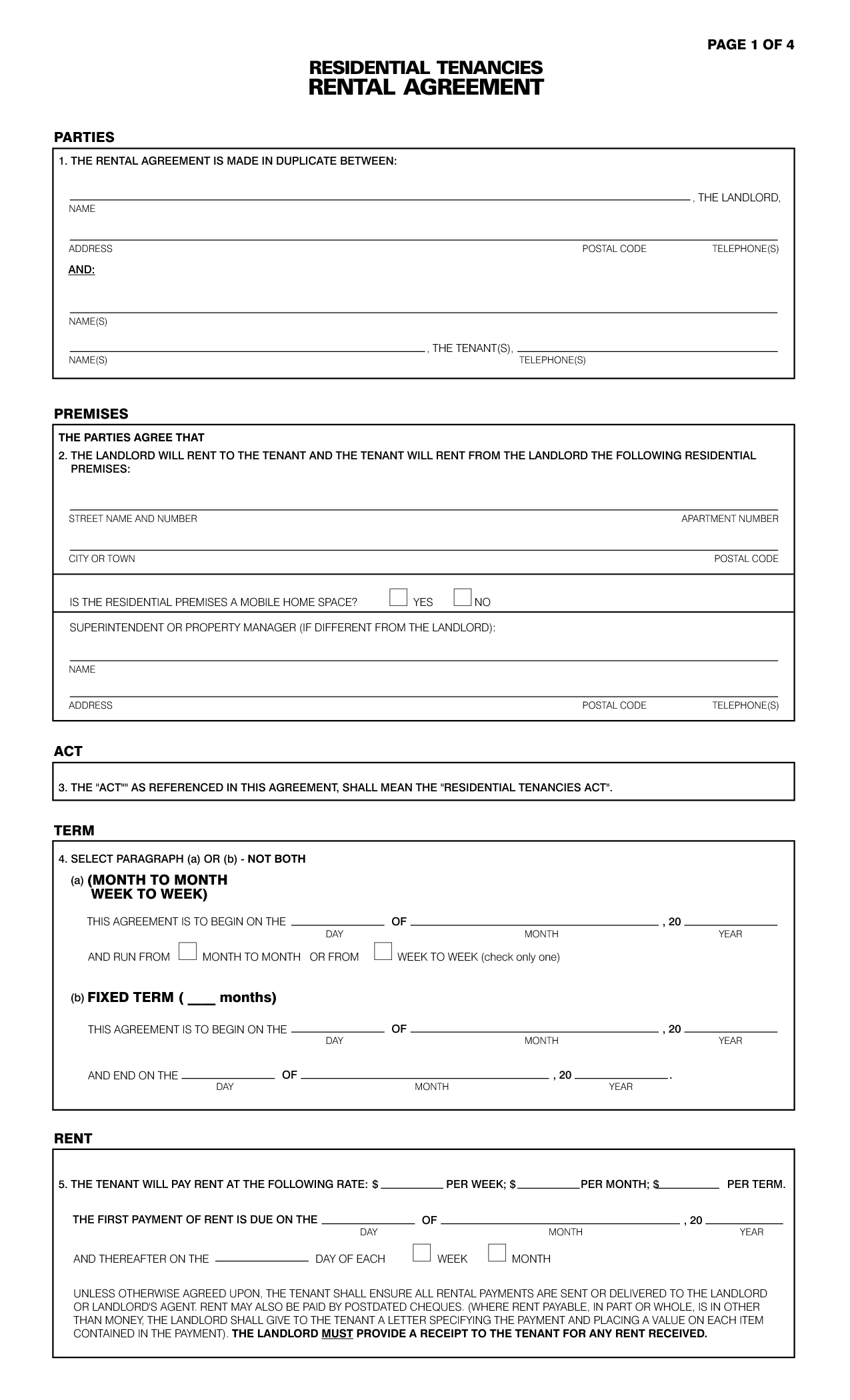 Free Printable Residential Rental Agreement Forms Free Printable