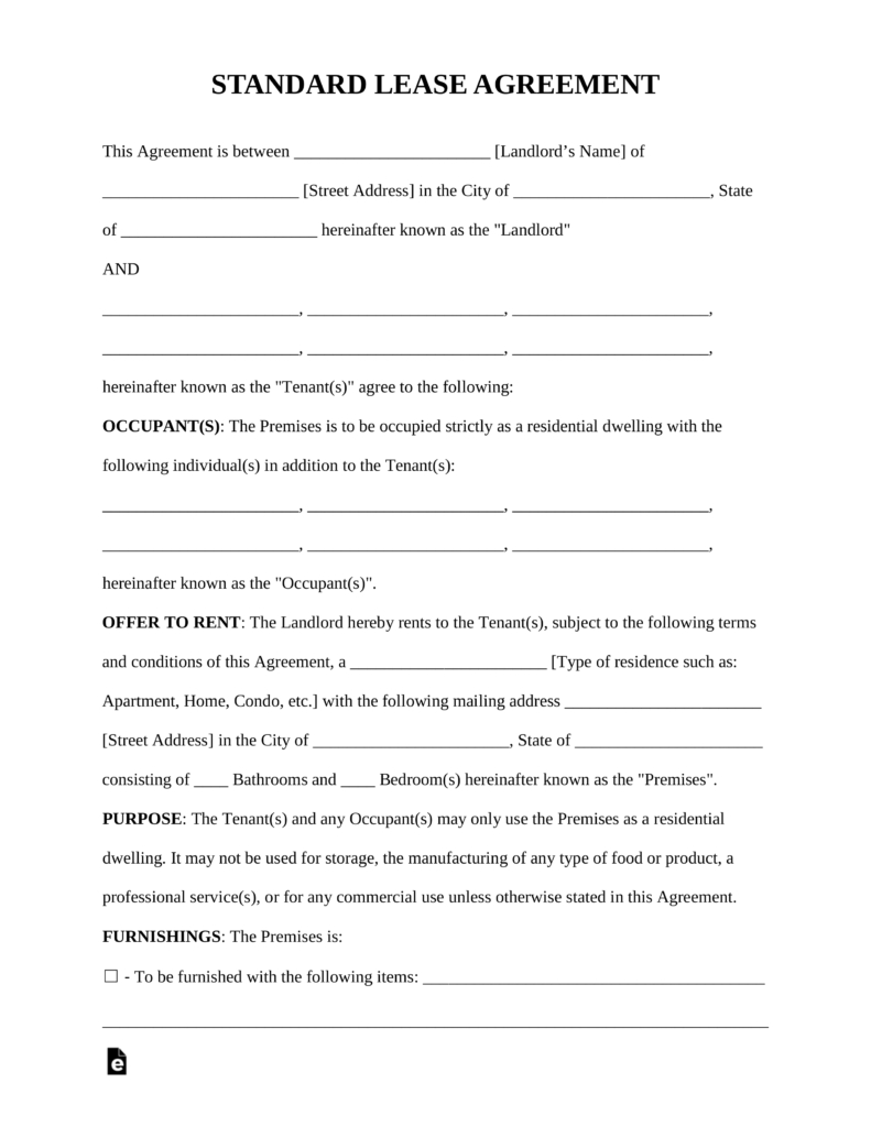 Blank Contract Forms Free Printable
