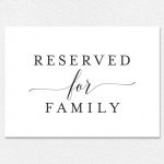 Free Reserved For Family Printable Card From | Emily | Reserved   Free Printable Reserved Table Signs