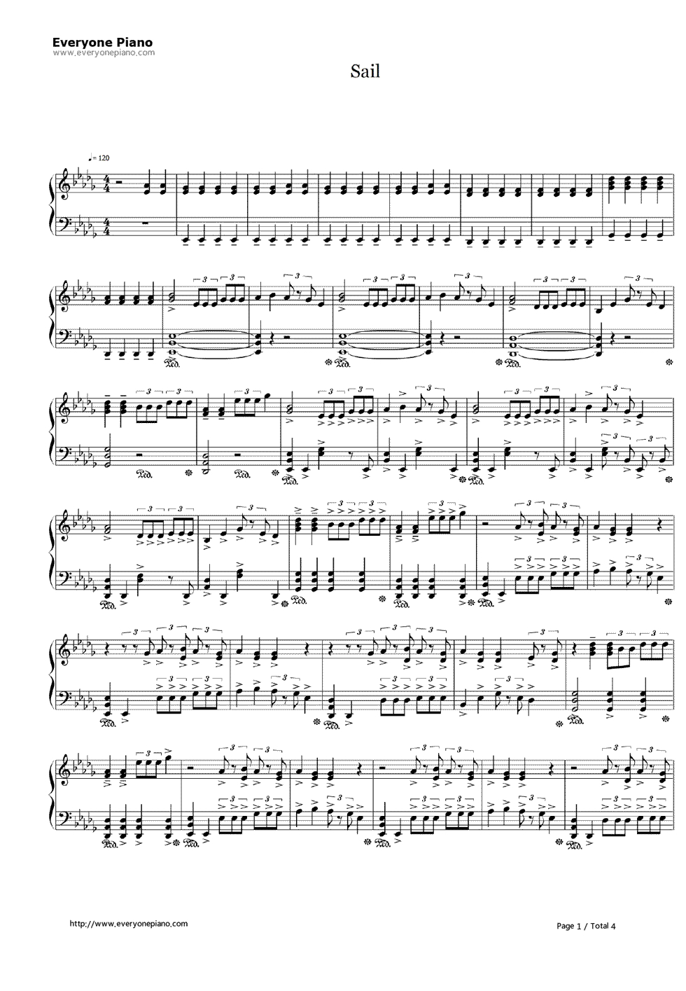 Free Sail-Awolnation Sheet Music Preview 1 | Piano Sheet Music - Free Printable Sheet Music For Trumpet