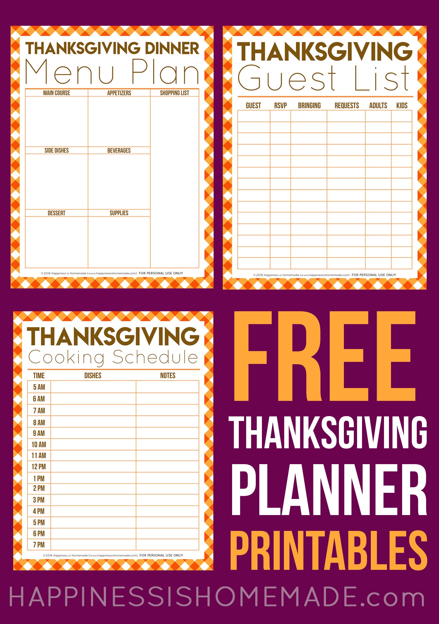 Free Thanksgiving Printables - Menu Planner, Guest List, &amp;amp; More - Free Printable For Thanksgiving