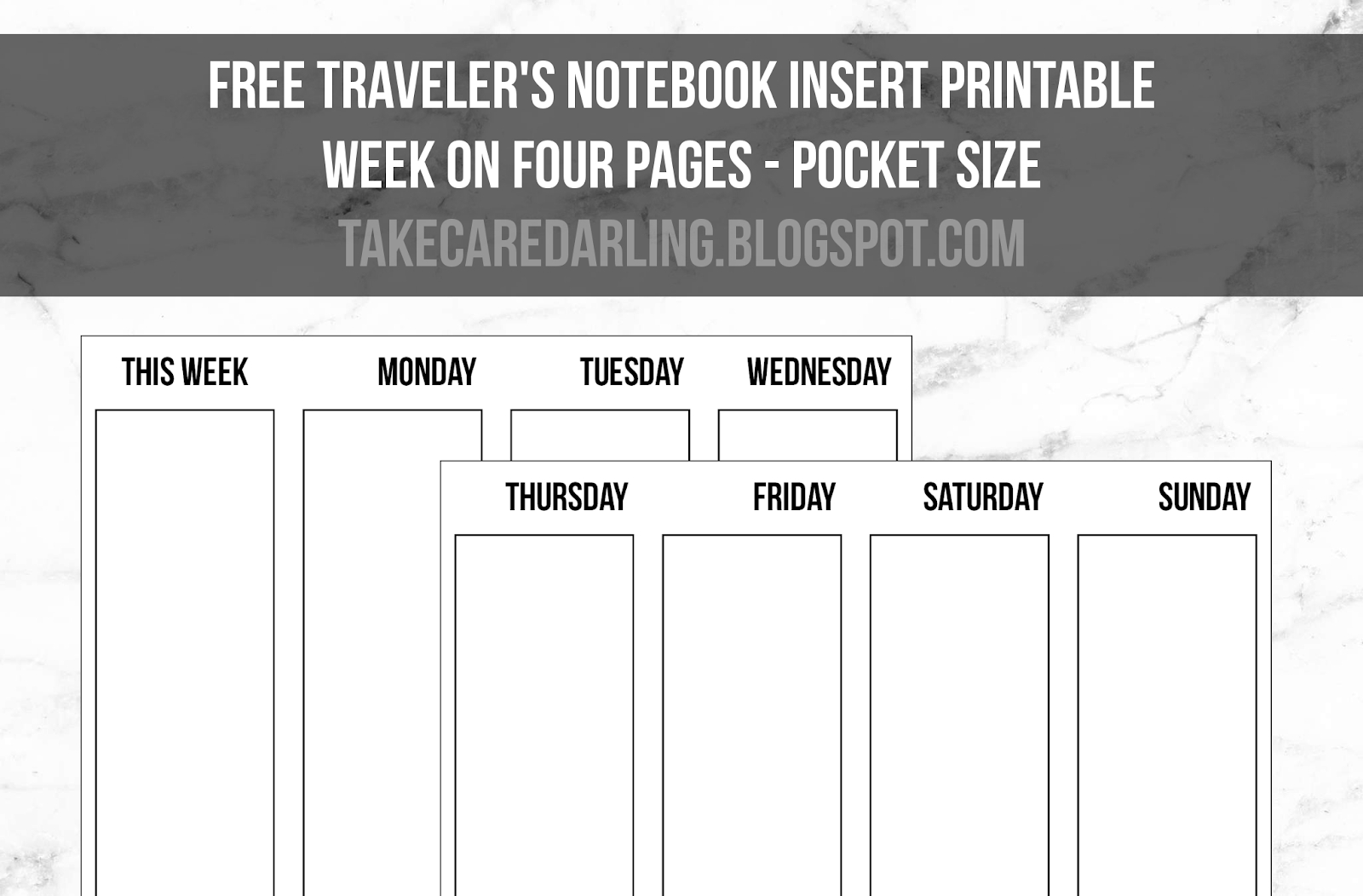 Free Traveler&amp;#039;s Notebook Insert Printable: Week On Four Pages - Free Printable Traveler&amp;#039;s Notebook Inserts