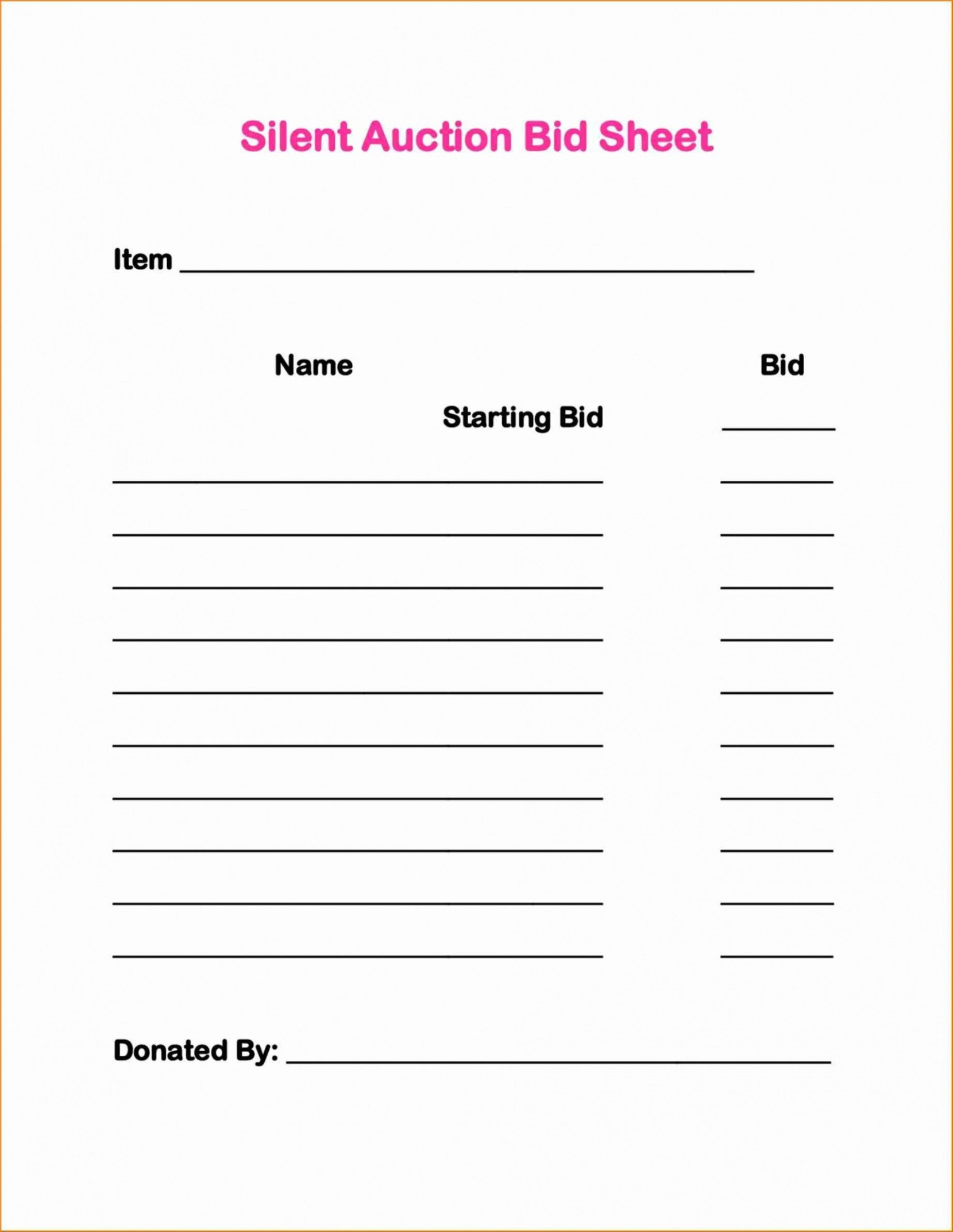 Free Printable Silent Auction Bid Sheets - Free Printable