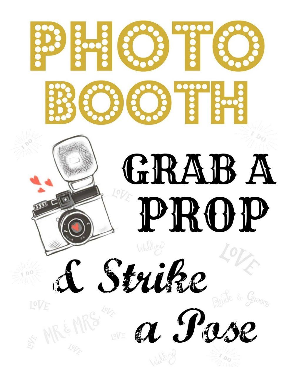 Free Wedding Photo Booth Sign • Scrappy Geek - Free Printable Photo Booth Sign