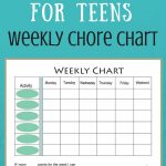 Free Weekly Behavior Chart (For Teenagers) | Family | Weekly   Free Printable Teenage Chore Chart