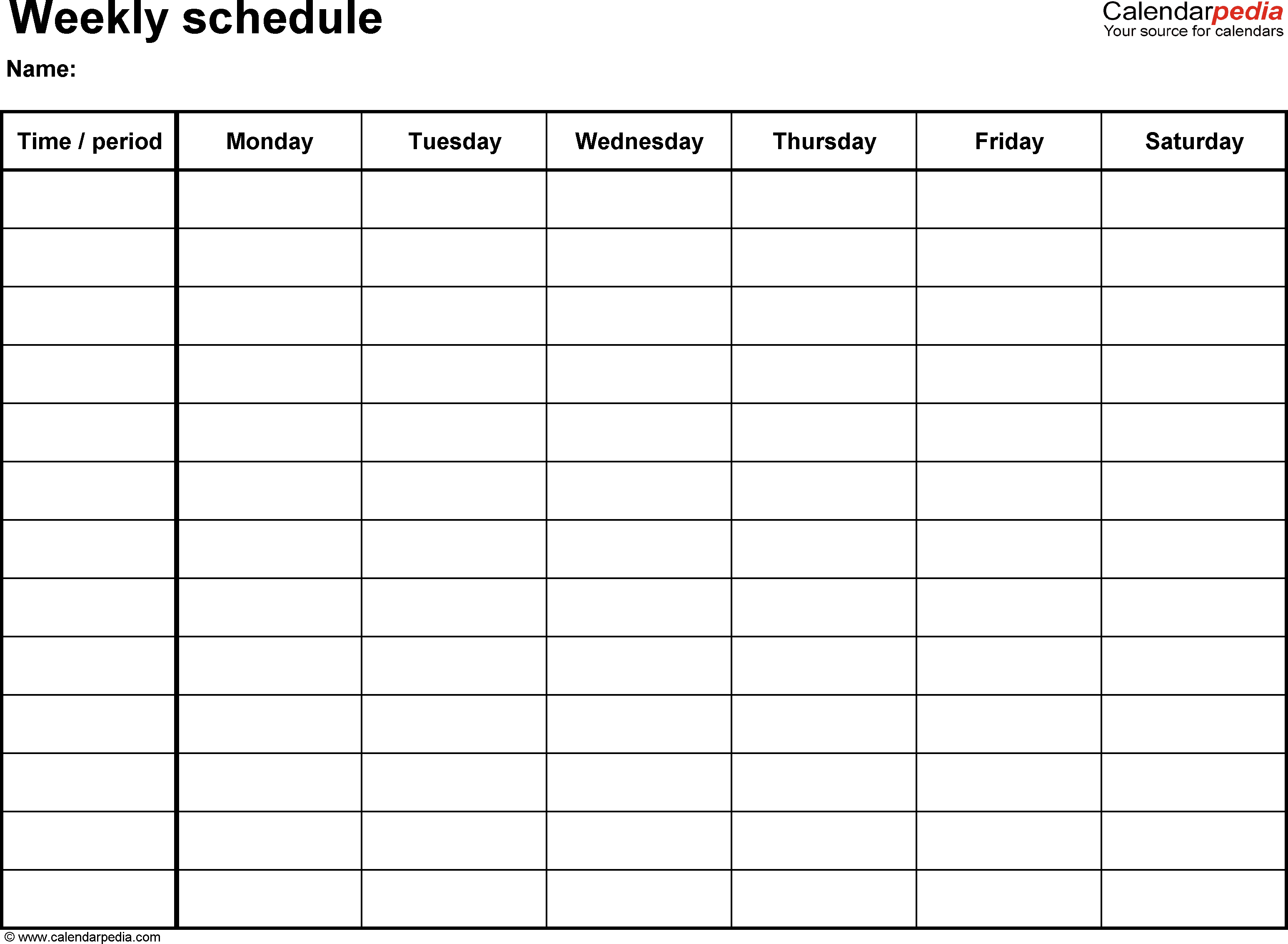 Printable Time Schedule Chart