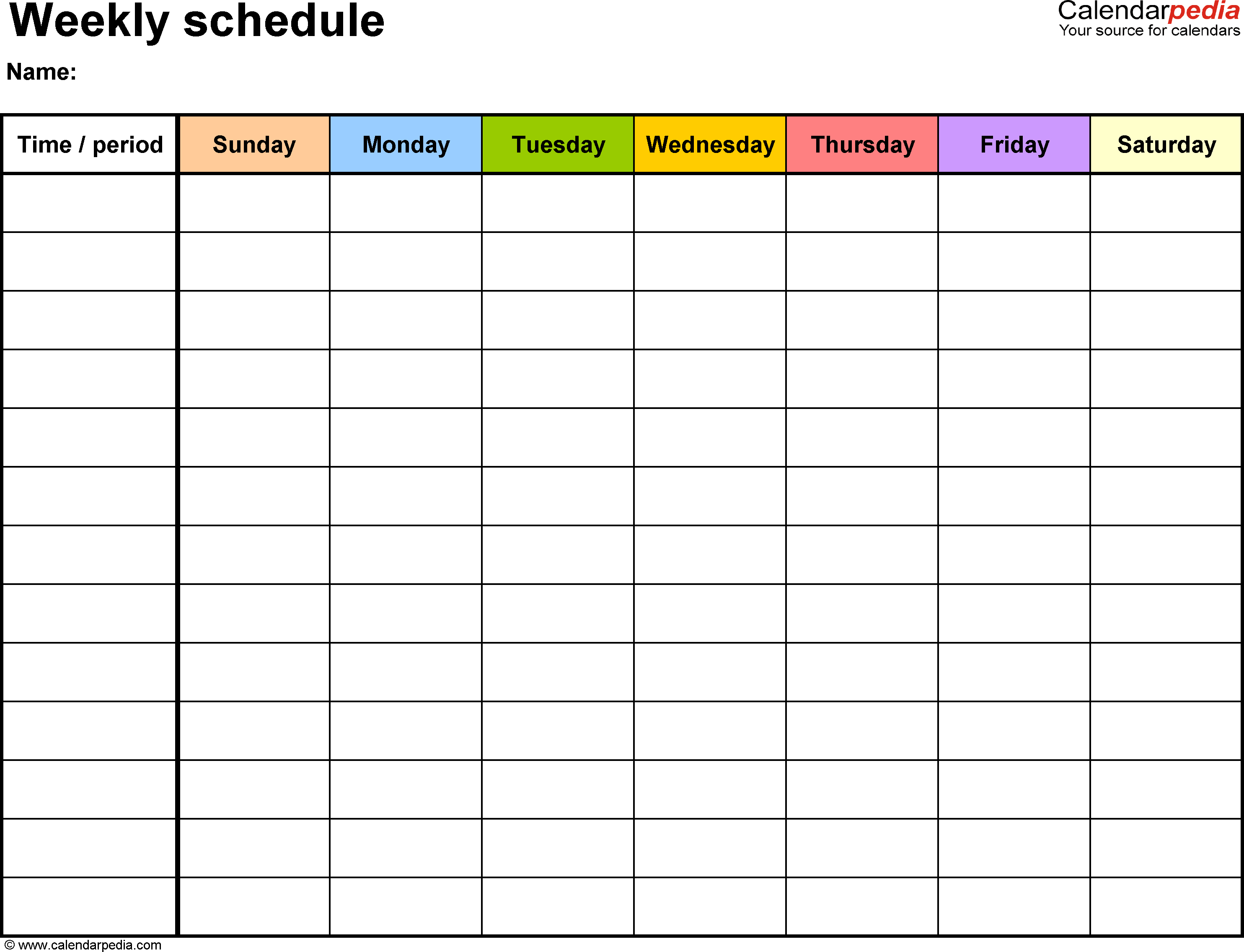 Free Weekly Schedule Templates For Pdf - 18 Templates - Free Printable Weekly Schedule