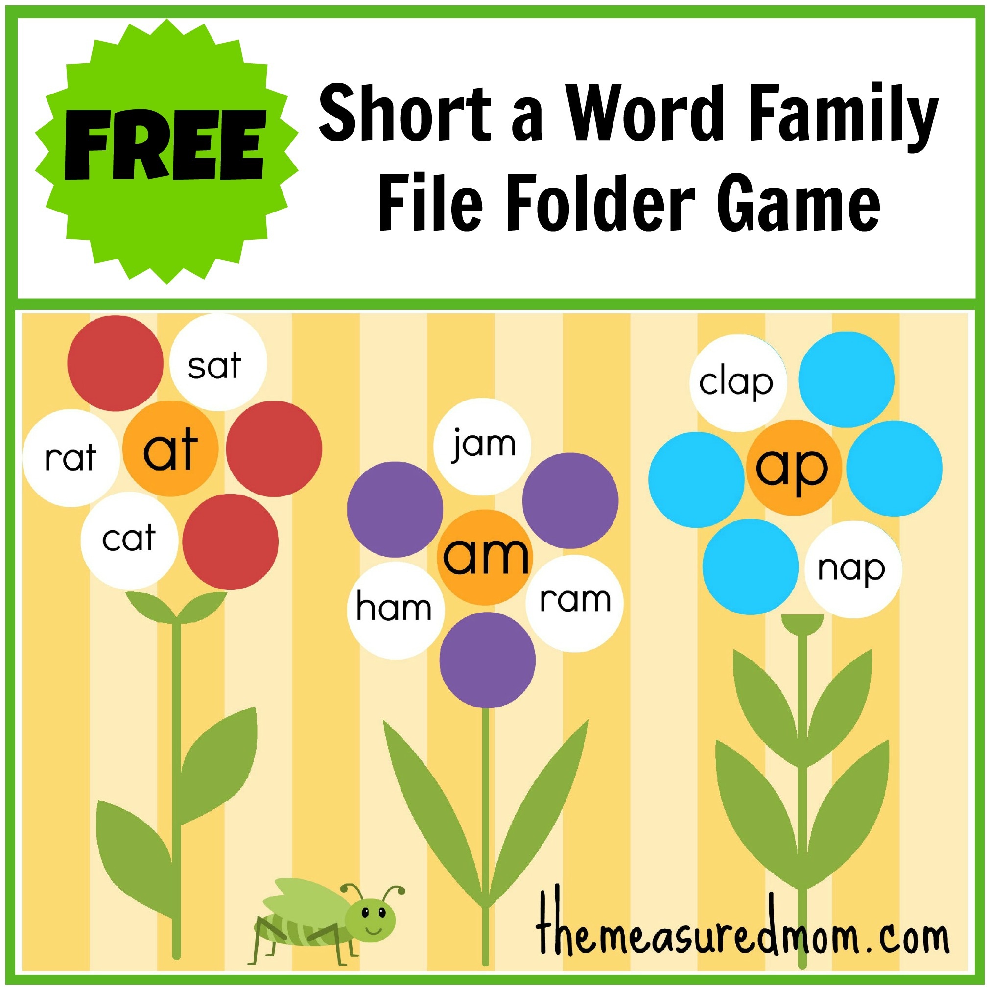 Free Word Family File Folder Game: Short A - The Measured Mom - Free - Free Printable Fall File Folder Games