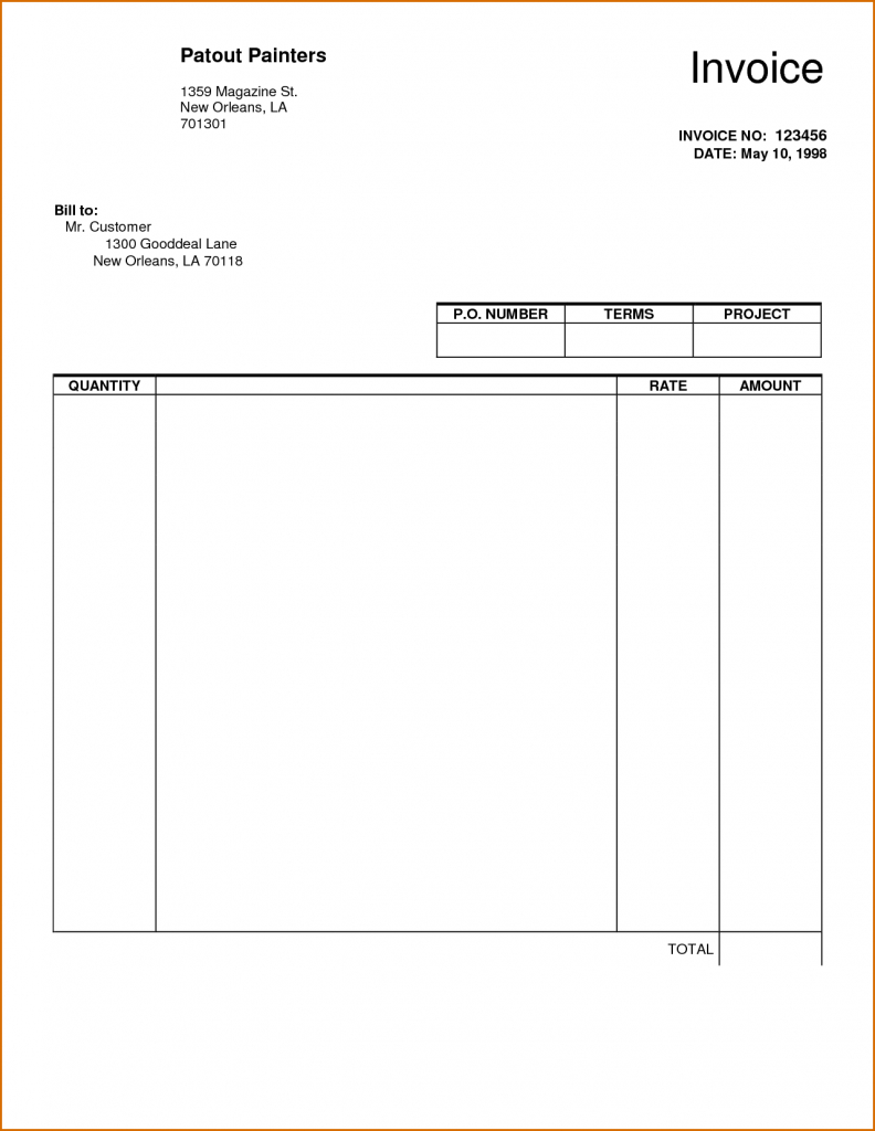 blank billing invoice scope of work template