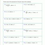 Free Worksheets For Evaluating Expressions With Variables; Grades 6   Free Printable Algebra Worksheets With Answers