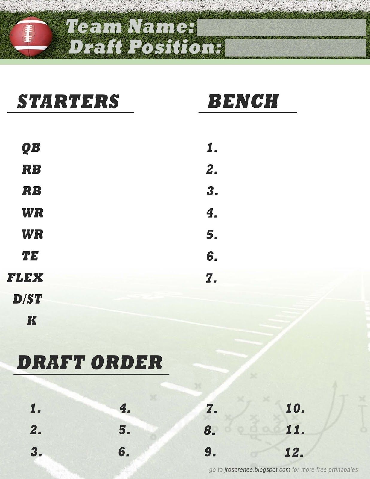 Free Fantasy Football Draft Kit Printable Free Printable