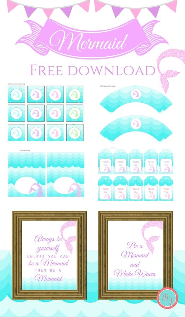 Freebies | Printables | Mermaid Party Decorations, Mermaid Parties - Free Printable Mermaid Thank You Cards