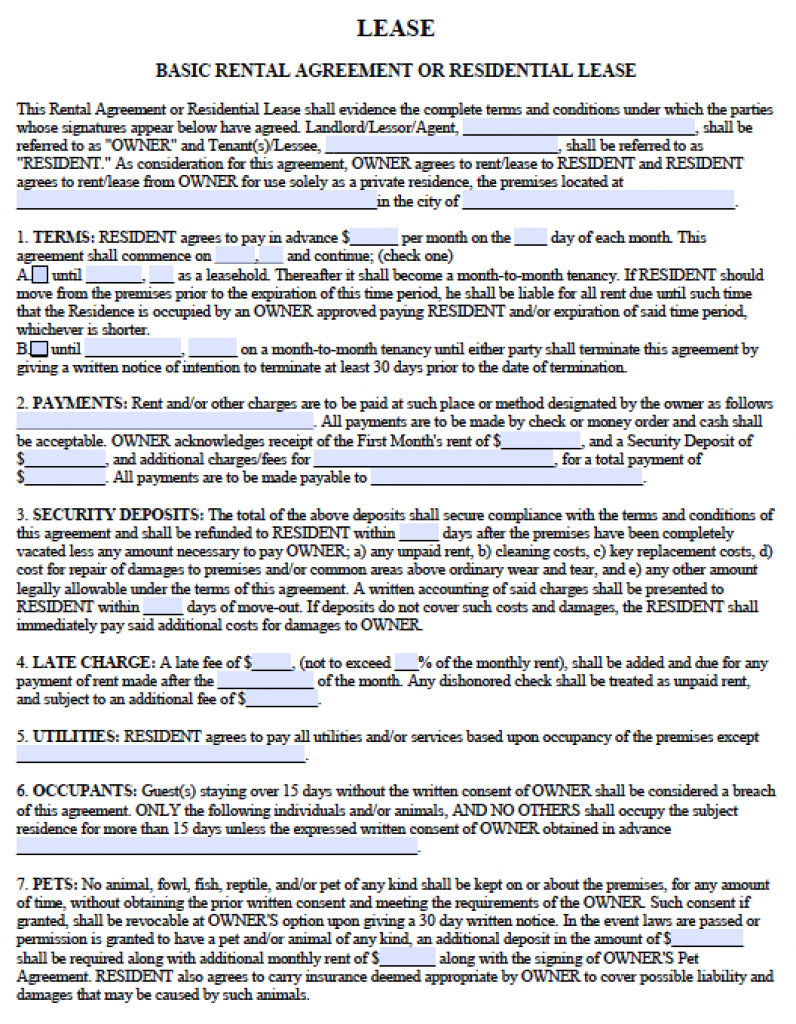 Georgia Standard Residential Lease Agreement | Photos In 2019 - Free Printable Lease Agreement Ny