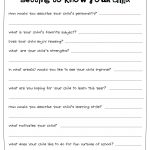 Getting To Know Your Child Printable Sheet. Could Give To Parents As   Free Printable Parent Information Sheet