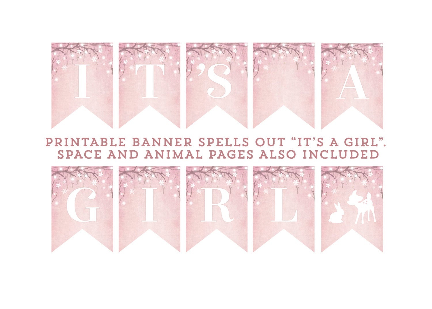 Girl Baby Shower Banner Baby Girl Winter Wonderland Banner | Etsy - Baby Girl Banner Free Printable