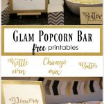 Glam Popcorn Bar, Popcorn Bar, Popcorn Bar Signs, Free Printables   Popcorn Bar Sign Printable Free