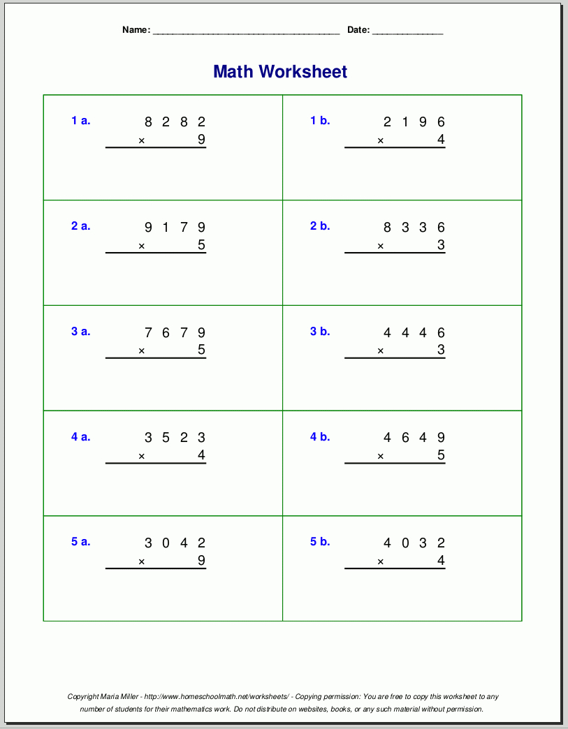 Grade 4 Multiplication Worksheets - Free Printable Multiplication Worksheets For 4Th Grade