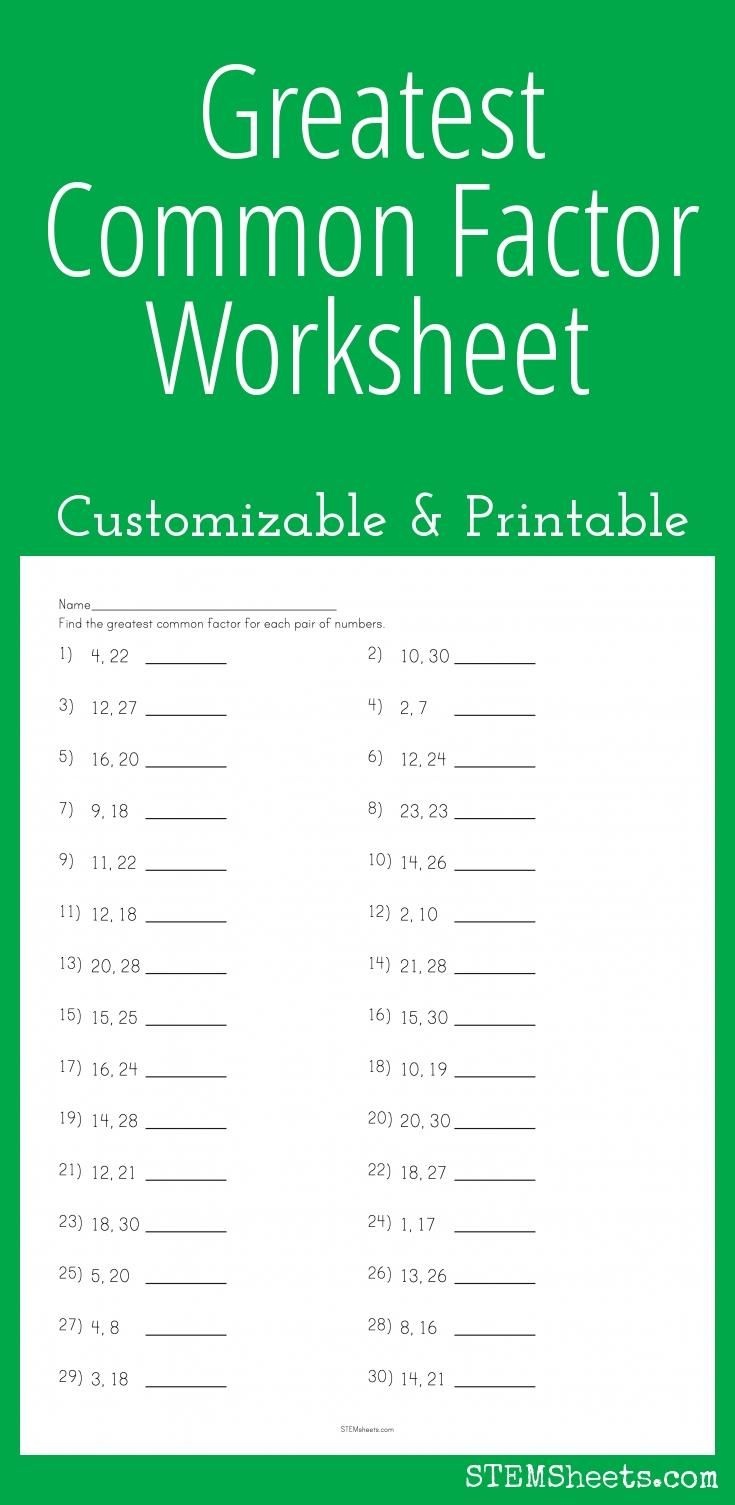 Greatest Common Factor Worksheet With Answers