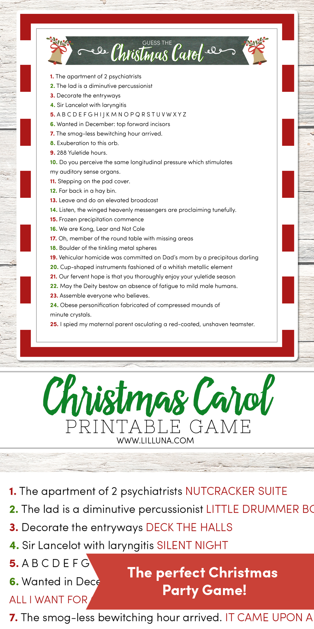 Printable Christmas Carol Games