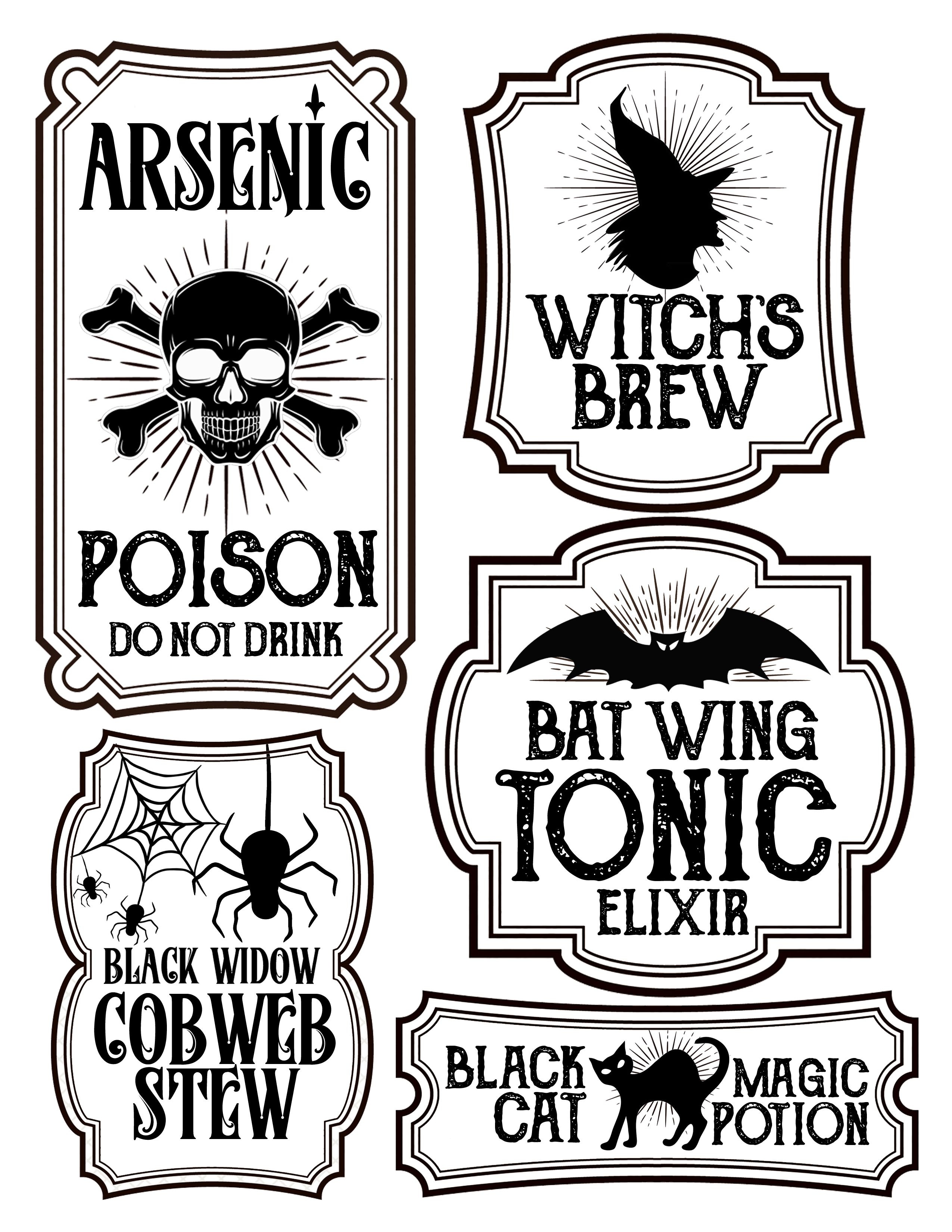 Halloween Bottle Labels - Free Printables - Potions Labels - Free Printable Potion Labels