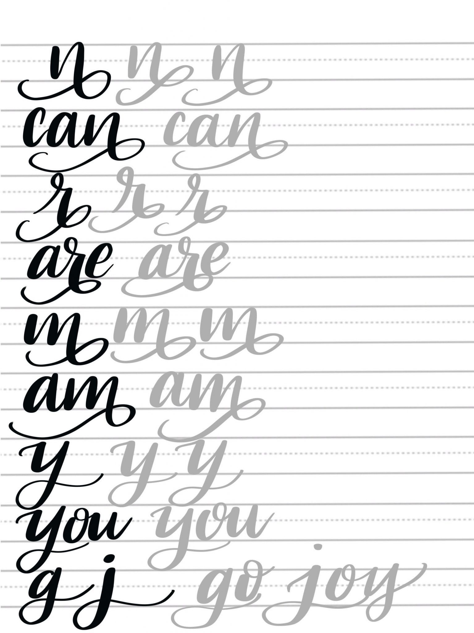 free practice sheets for brush lettering