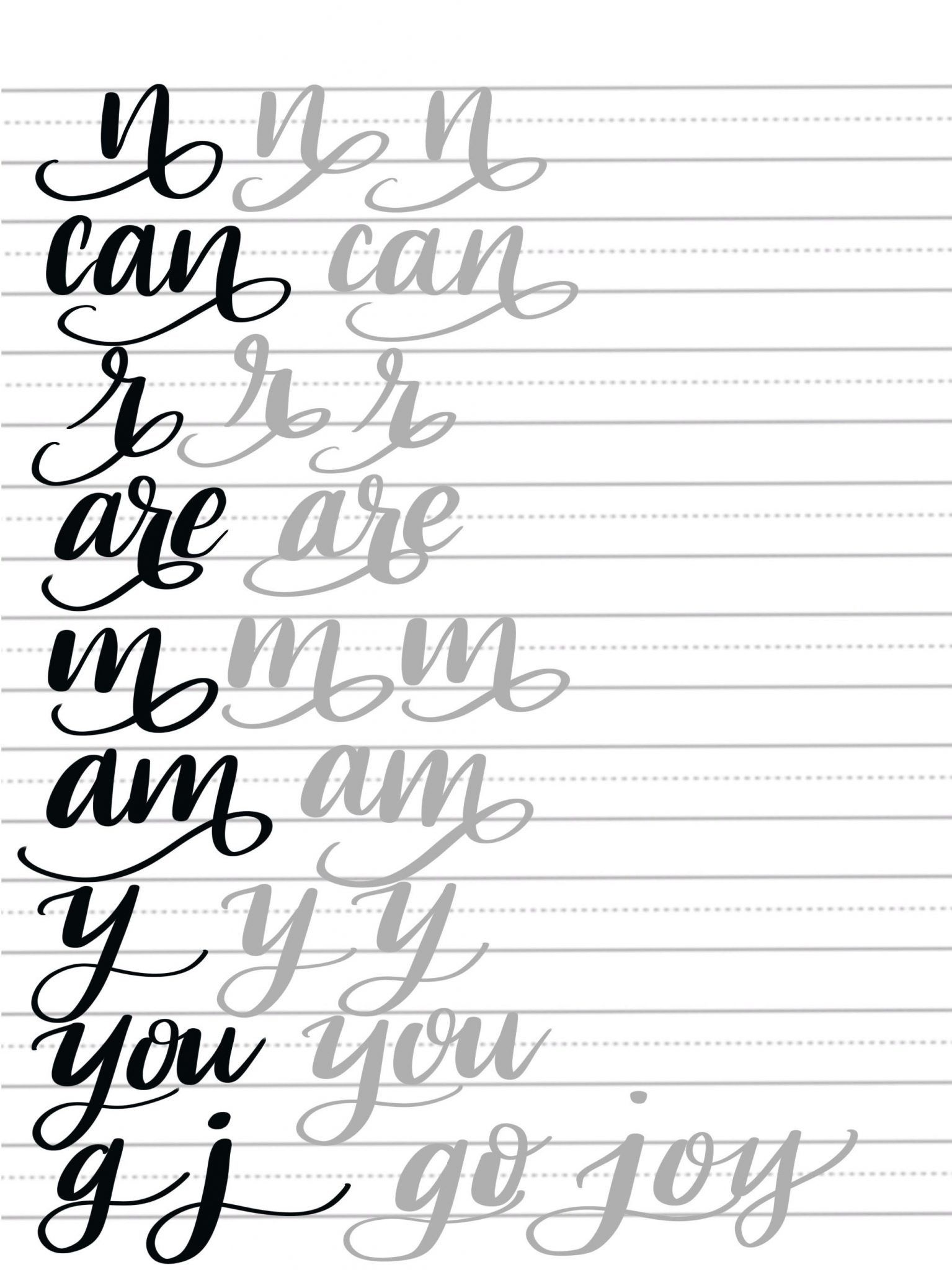 Free Printable Calligraphy Flourish Worksheet