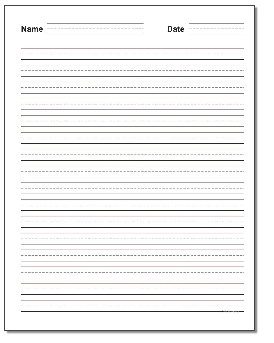 Handwriting Paper - Elementary Lined Paper Printable Free