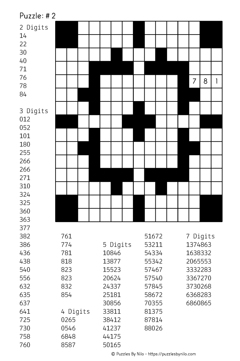 Number Fill In Puzzles