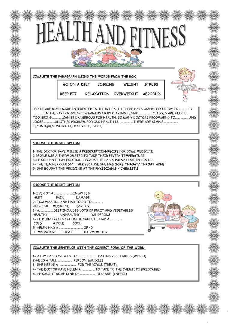 Health And Fitness Worksheet - Free Esl Printable Worksheets Made - Free Printable Fitness Worksheets