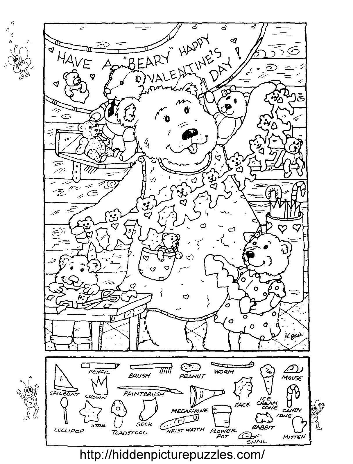 Hidden Pictures Publishing: Hidden Picture Puzzle/coloring Page For - Free Printable Valentine Hidden Pictures