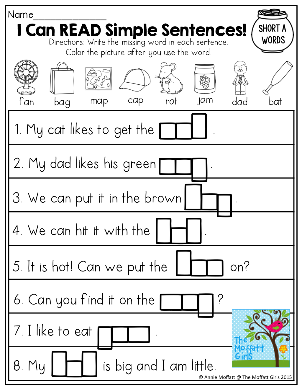I Can Read! Simple Sentences With Cvc Words To Fill In! | Classroom - Free Printable Cvc Worksheets