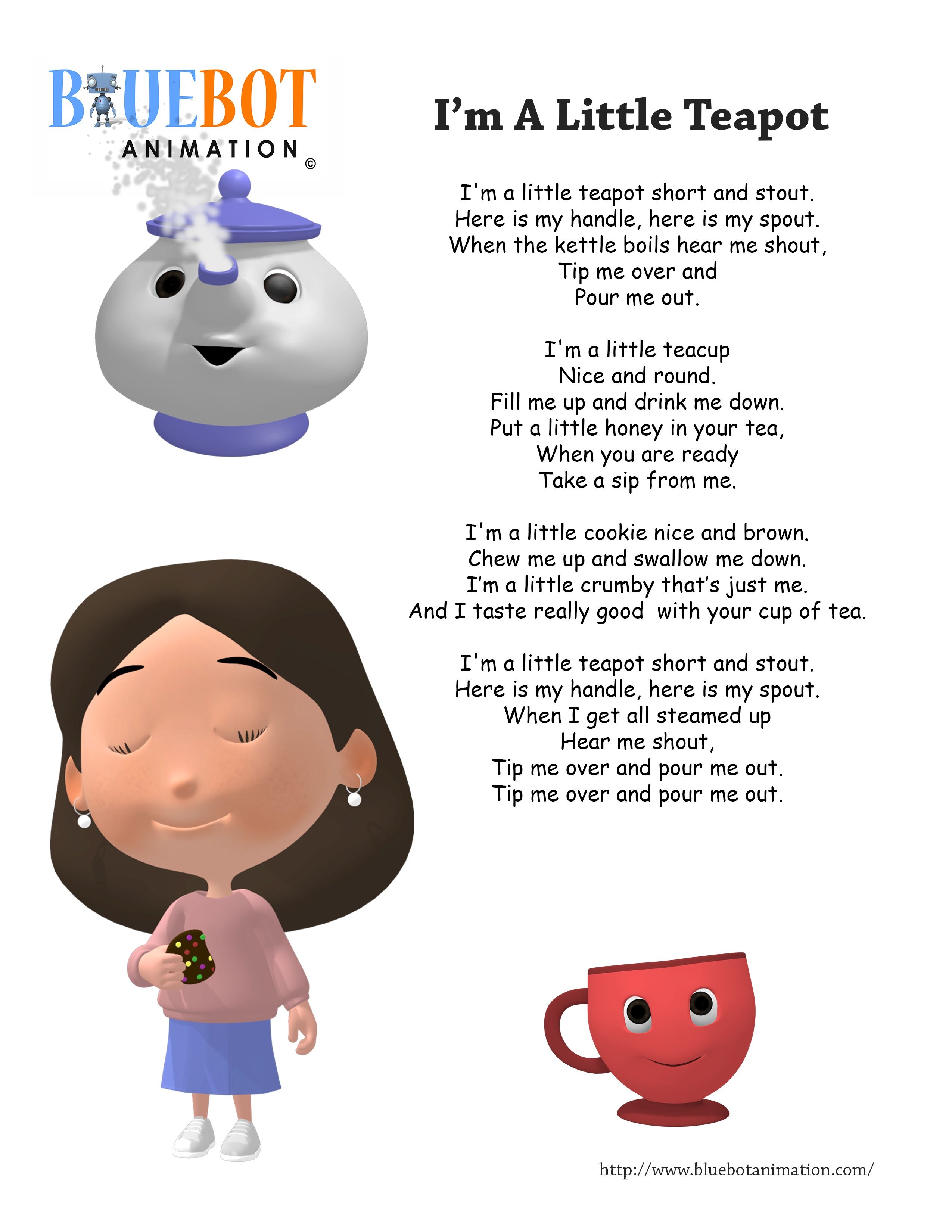 I&amp;#039;m A Little Teapot Nursery Rhyme Lyrics Free Printable Nursery - Free Printable Nursery Rhymes Songs