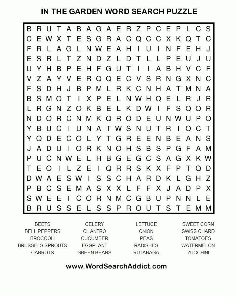 In The Garden Printable Word Search Puzzle - Free Printable Word Search Puzzles
