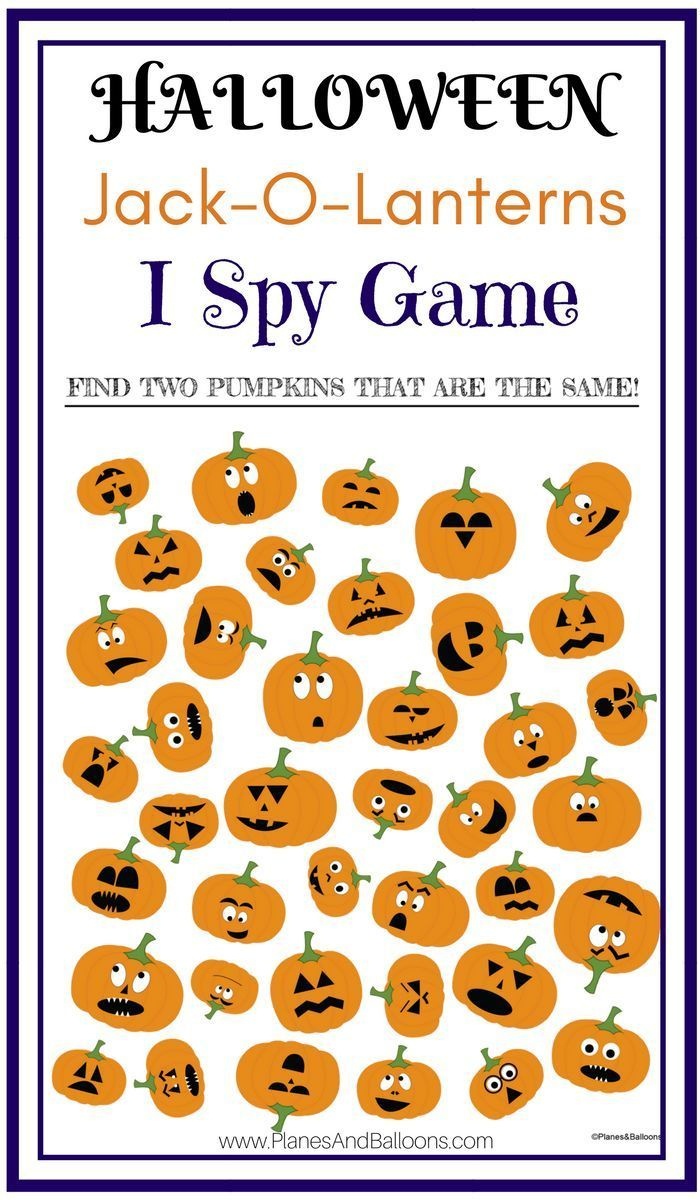 Jack-O-Lantern I Spy Printable Worksheets Game For Halloween Fun - Free Printable Halloween Homework Pass