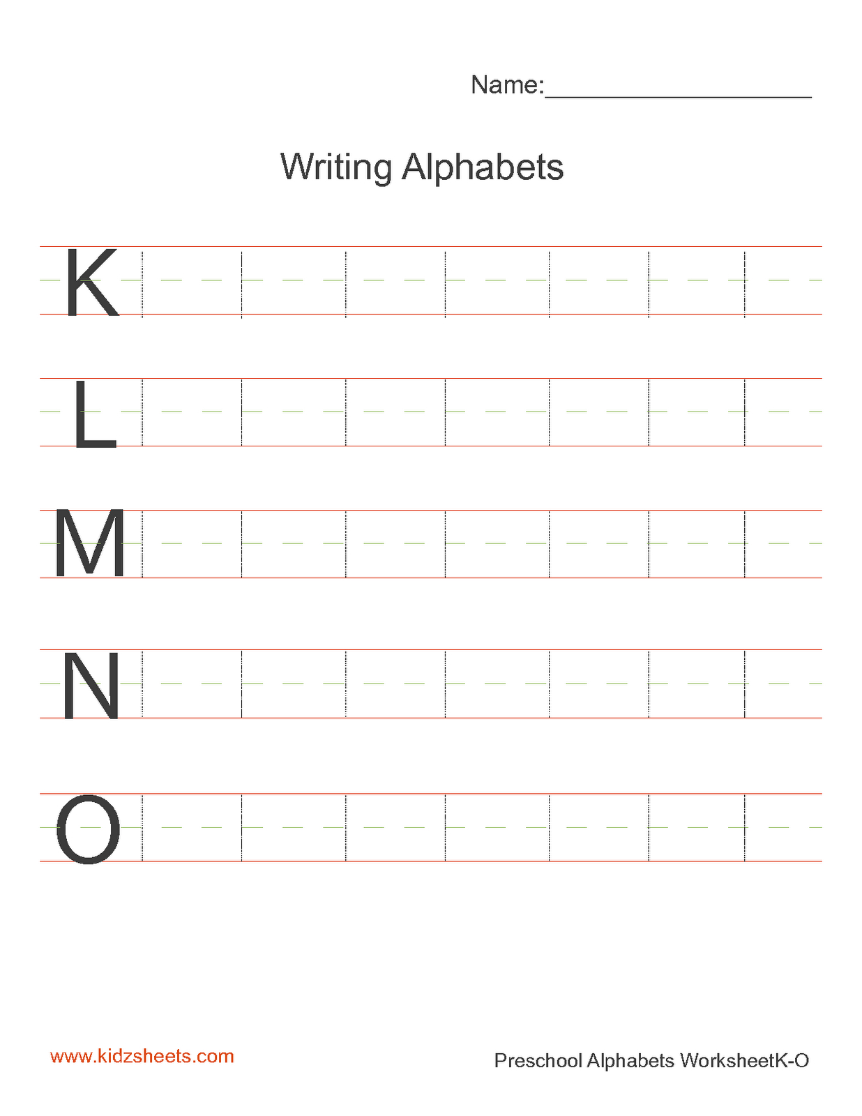 Kidz Worksheets: Preschool Writing Alphabets Worksheet3 - Preschool Writing Worksheets Free Printable