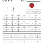 Kindergarten Letter T Writing Practice Worksheet Printable | Letter   Free Printable Letter Writing Worksheets