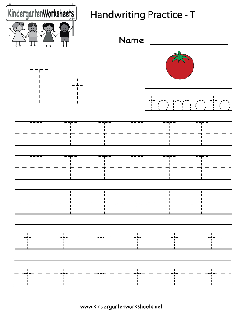 Kindergarten Letter T Writing Practice Worksheet Printable | Letter - Free Printable Letter Writing Worksheets