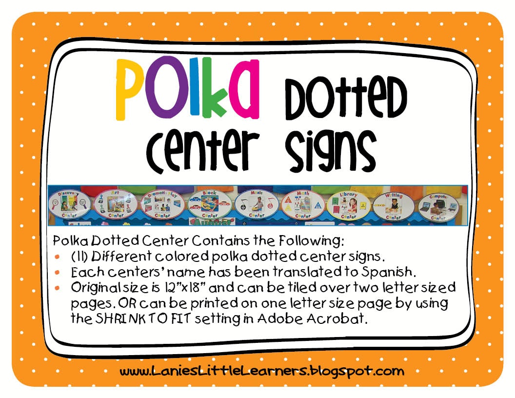 Lanie&amp;#039;s Little Learners: Polka Dotted Center Signs - Free Printable Classroom Signs And Labels