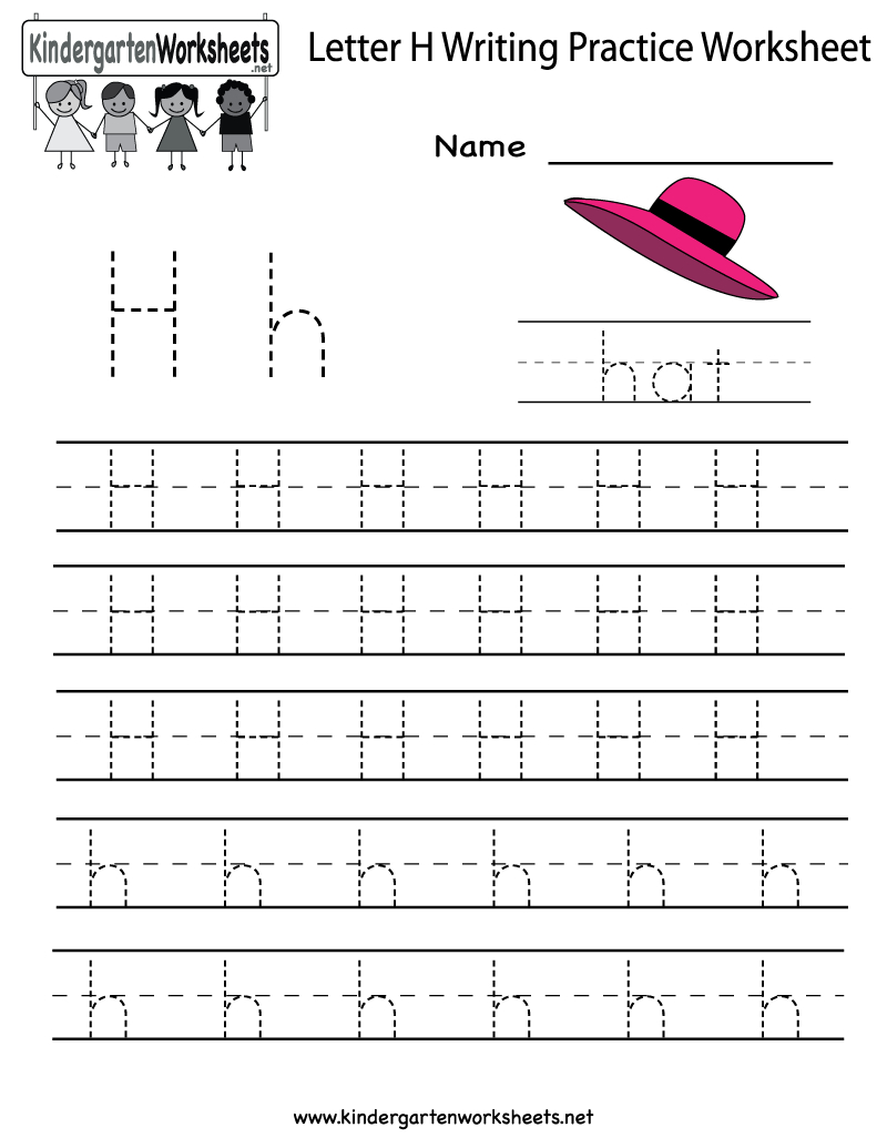Letter H Writing Practice Worksheet - Free Kindergarten English - Free Printable Practice Name Writing Sheets