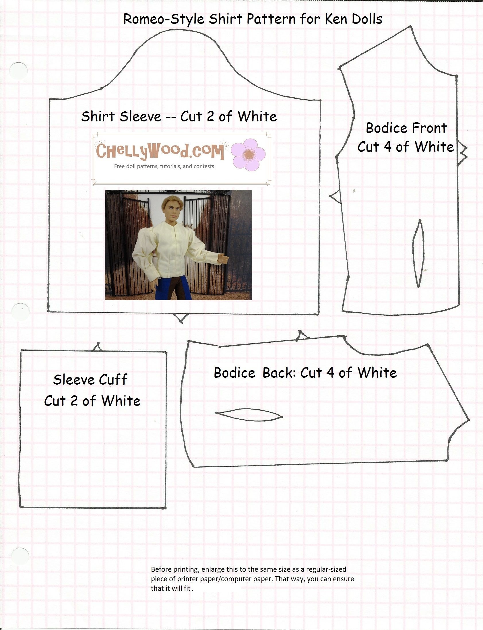 Lots Of Free Printable Patterns Like This One At Chellywood - Ken Clothes Patterns Free Printable