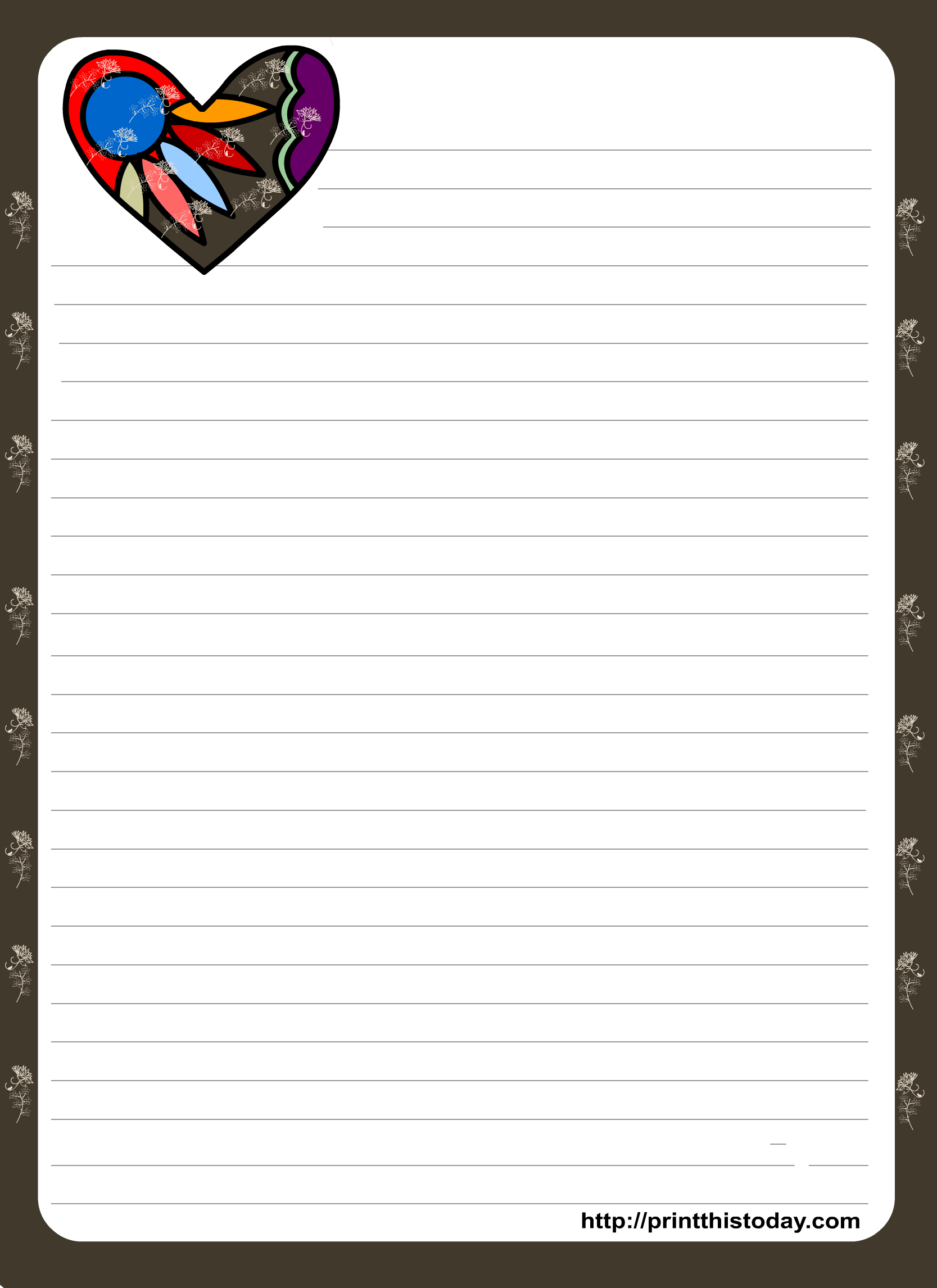 Love Letter Pad Stationery With Colorful Heart | Organization - Free Printable Stationary Pdf