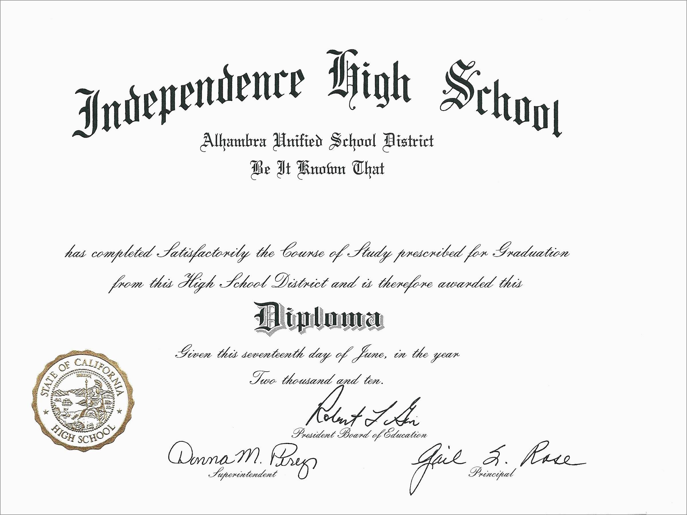 Free Printable High School Diploma Templates