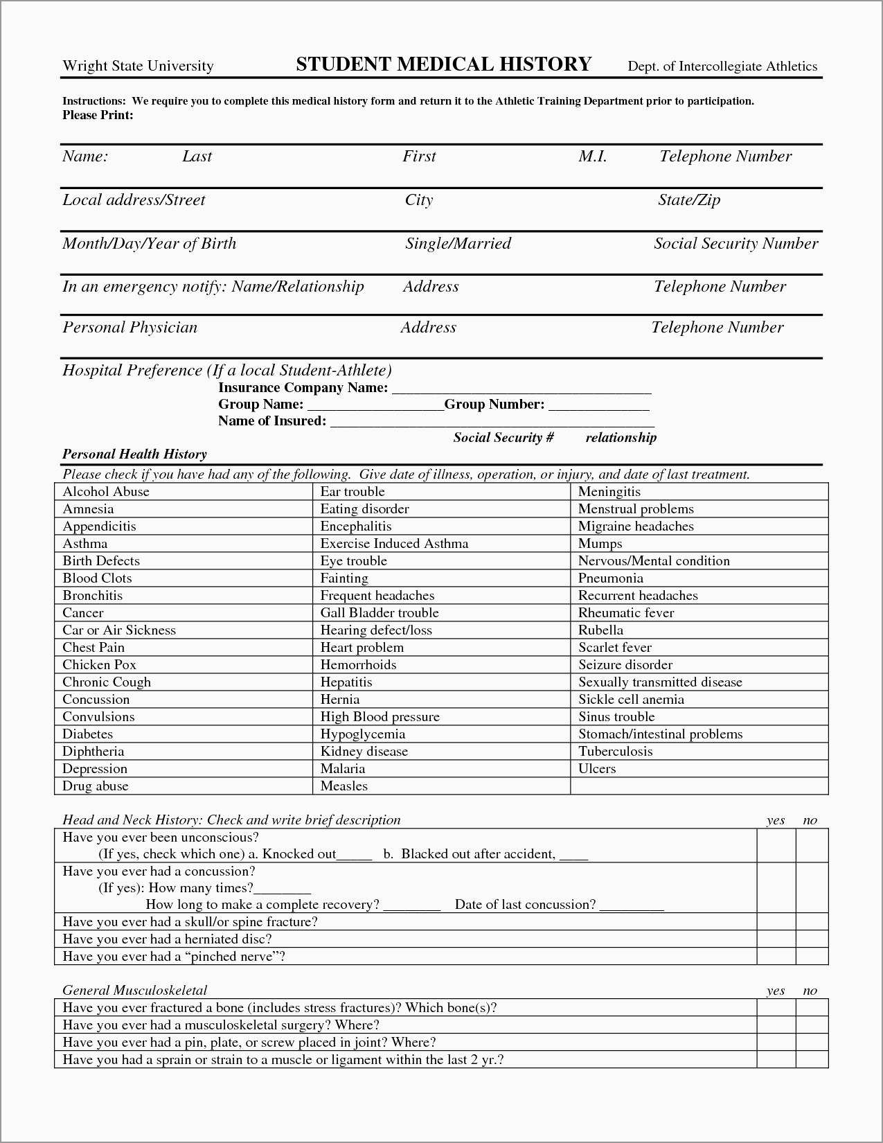 Lovely Free Medical Discharge Forms Templates | Best Of Template - Free Printable Medical History Forms